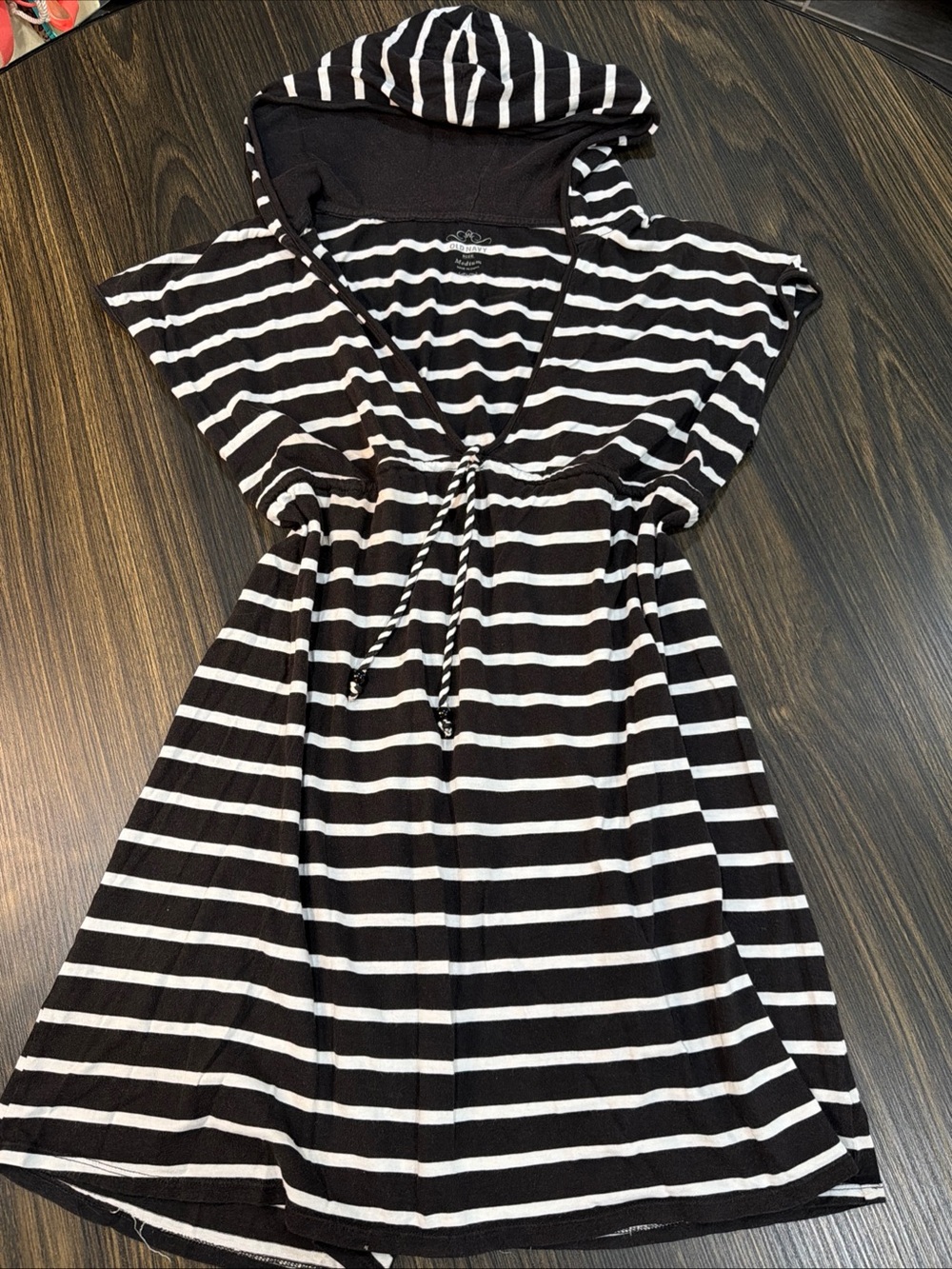 Y2K Old Navy Striped Hooded Beach Cover Up Size Medium